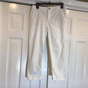 Loft The Slim Monroe Chino Pant Women Petite Sz 4 White Classic Preppy Vacation